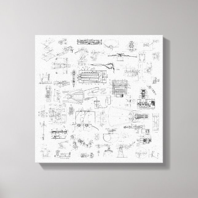 Exploded View Patent Diagrams Stretched Canvas (Front)