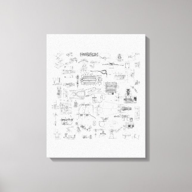 Exploded View Patent Diagrams Stretched Canvas Print (Front)