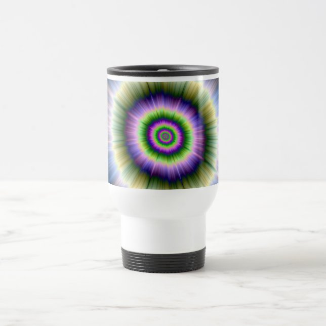 Exploding Blue Green and Pink Travel Mug (Center)