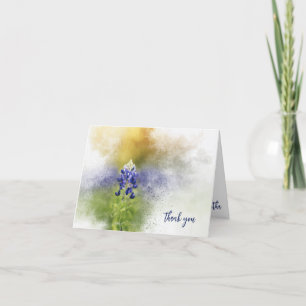 Exploding Bluebonnet Flower Watercolor Thank You Card