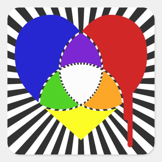exploding color chart heart square sticker (Front)