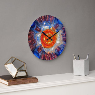 Exploding Cosmos Art Glass elegant Van Gogh Sun Large Clock