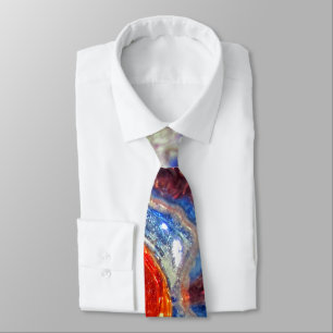Exploding Cosmos Art Glass - Van Gogh Orange Sun Tie
