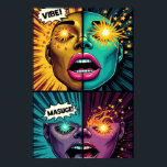 Exploding Eyes Pop Art Poster<br><div class="desc">Ignite your walls with this electrifying Pop Art Comic Poster featuring dual split faces and exploding starburst eyes. A fusion of psychedelic surrealism, glitch aesthetics, and vibrant comic book energy, this artwork captures the emotional overload of the digital age in four dynamic quadrants. Each panel is a visual outburst—starry eyes,...</div>