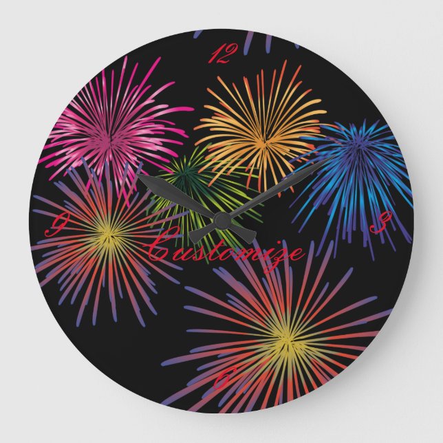 Exploding Fireworks Thunder_Cove Large Clock (Front)