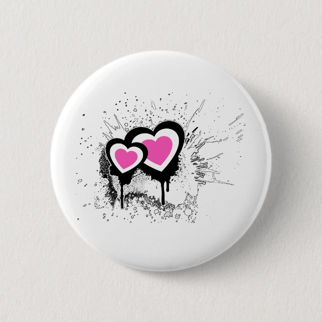 Exploding Hearts Emo Alternative Grunge Rock Punk Button (Front)