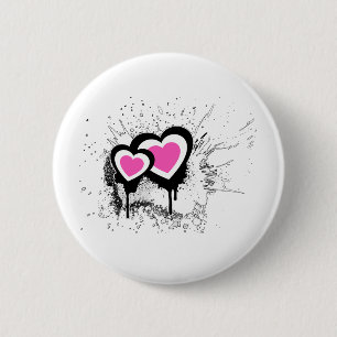 Exploding Hearts Emo Alternative Grunge Rock Punk Button