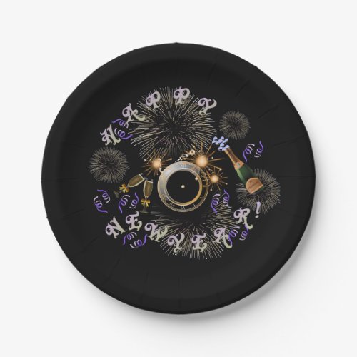 Exploding New Year Clock Paper Plates