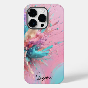 Exploding Paint Abstract Pink Turquoise Lilac Case-Mate iPhone 14 Pro Case
