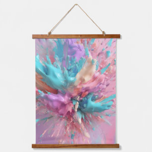 Exploding Paint Abstract Pink Turquoise Lilac Hanging Tapestry