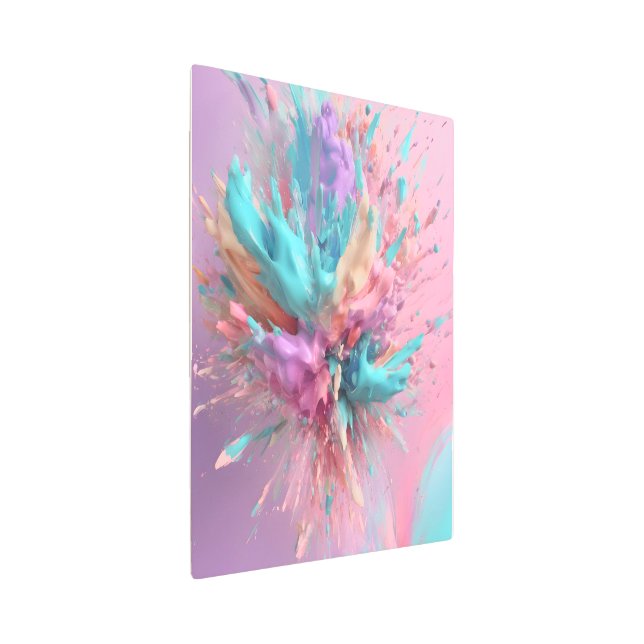 Exploding Paint Abstract Pink Turquoise Lilac Metal Print (3/4)