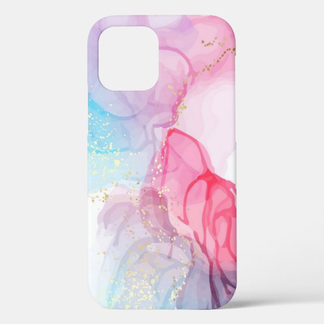 Exploding Pastels with Gold Design Phone Case (Back)