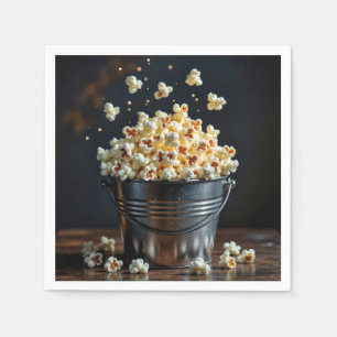 Exploding Popcorn In Metal Bucket Napkins