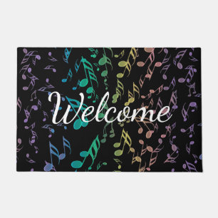 Exploding Rainbow Notes Music Doormat