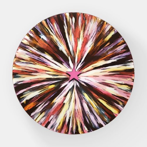 Exploding Star Art Colorful Glass Paperweight
