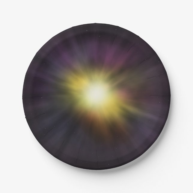Exploding Star Cool Digital Space Artwork Paper Plates (Front)