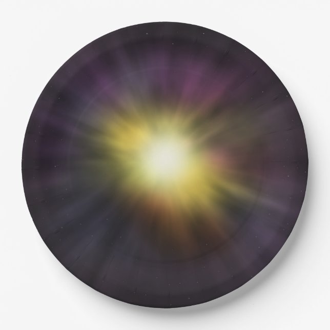 Exploding Star Cool Digital Space Artwork Paper Plates (Front)