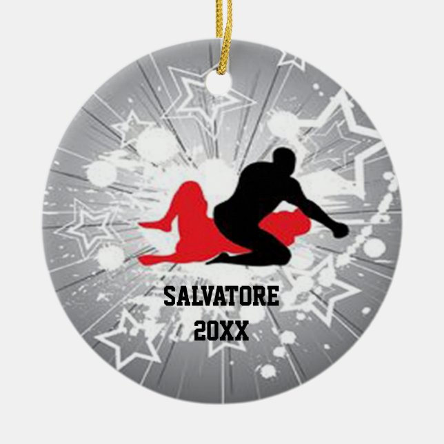 Exploding Star Wrestlers Christmas Ornament (Front)