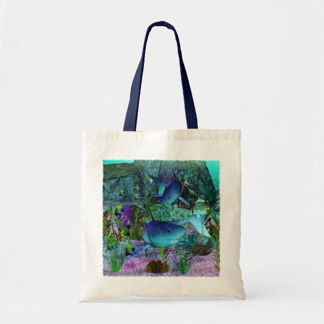 Exploration 3D Sharks Tote Bag (Front)