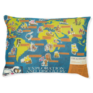 Exploration and Discovery Visual-History World Map Pet Bed
