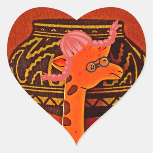 Explore African Wonder Giraffe Art in Marvin Hat Heart Sticker
