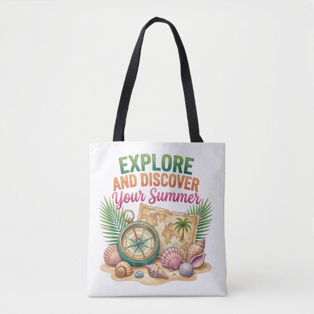 Explore and Discover Your Summer Tote Bag (Front)