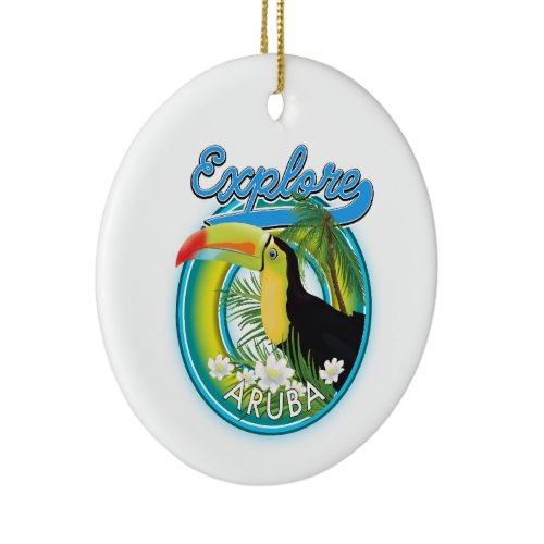 Explore Aruba travel logo Ceramic Ornament