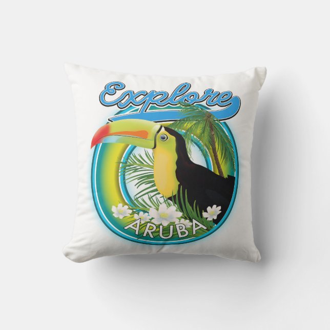 Explore Aruba travel logo Throw Pillow (Front)