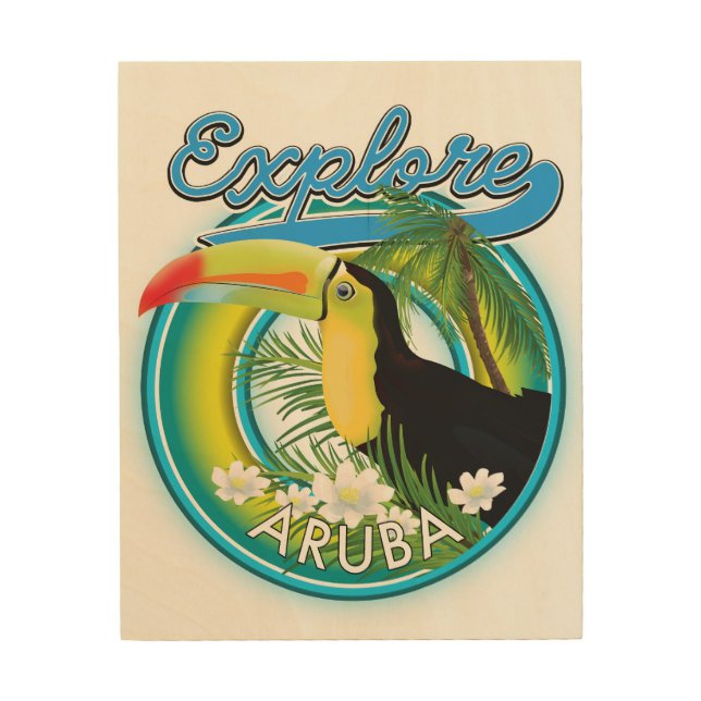 Explore Aruba travel logo Wood Wall Art (Front)