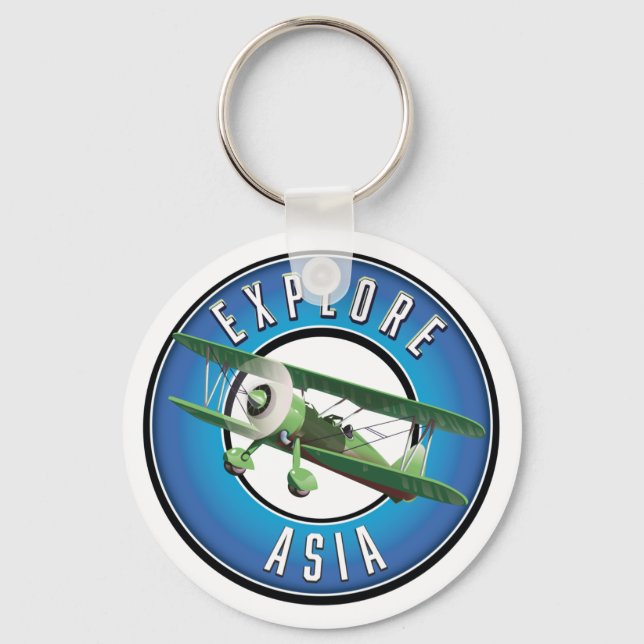 Explore Asia vintage style logo  Keychain (Front)