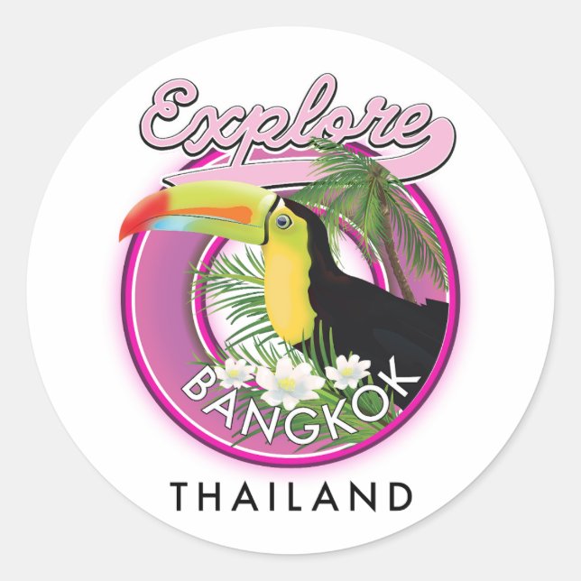 explore Bangkok indonesia travel logo Classic Round Sticker (Front)