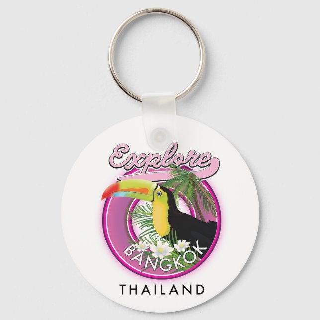 explore Bangkok indonesia travel logo Keychain (Front)