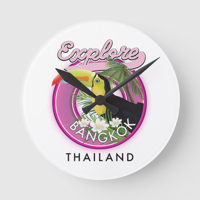 explore Bangkok indonesia travel logo Round Clock (Front)