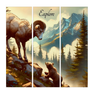 Explore Bighorn Sheep Grizzly Cub Mountain Triptych