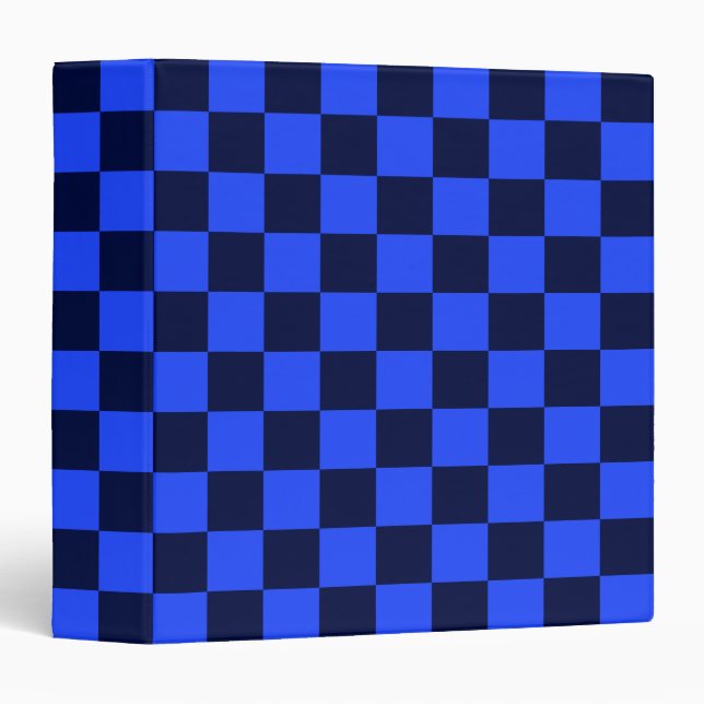 Explore Bold Blue and Black Checkered Design 3 Ring Binder (Front/Spine)