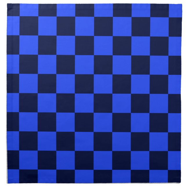 Explore Bold Blue and Black Checkered Design Cloth Napkin (Front)