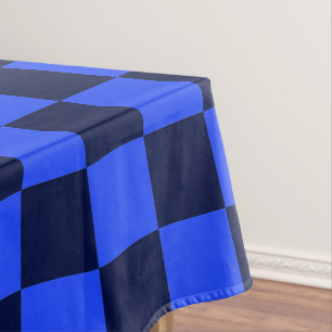 Explore Bold Blue and Black Checkered Design Tablecloth