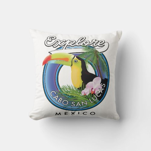 explore cabo san lucas mexico travel patch throw pillow