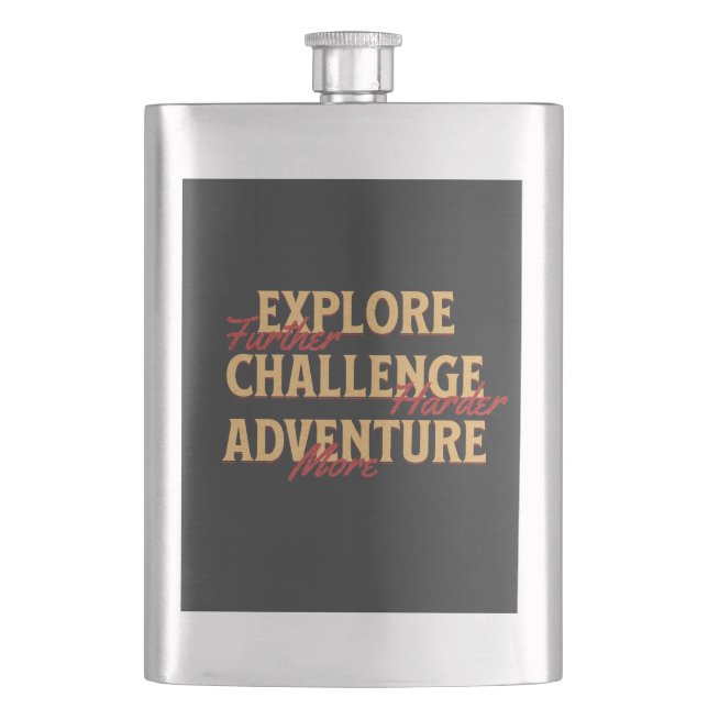 Explore Challenge Adventure Quote Motivational Ins Flask (Front)