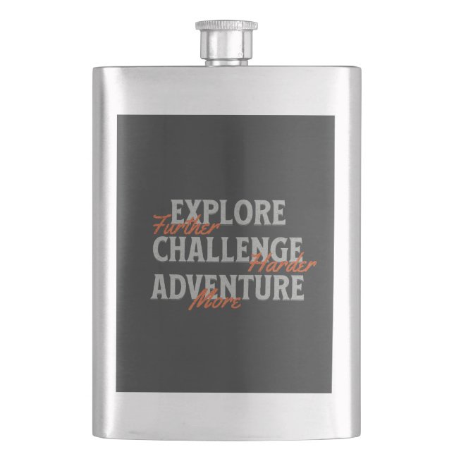Explore Challenge Adventure Quote Motivational Ins Flask (Front)