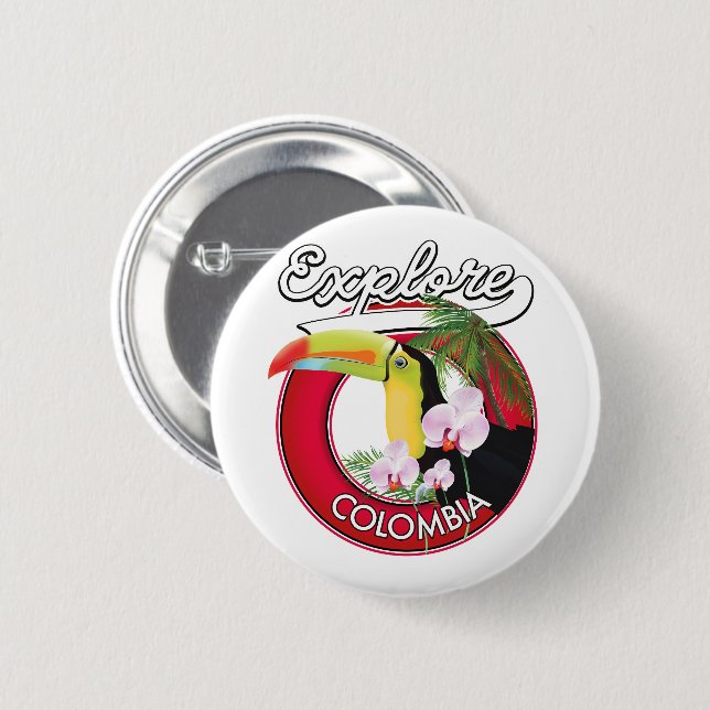 Explore Colombia retro logo Button (Front & Back)