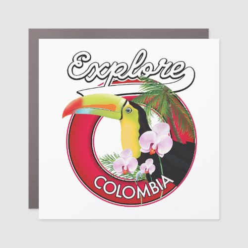 Explore Colombia retro logo Car Magnet