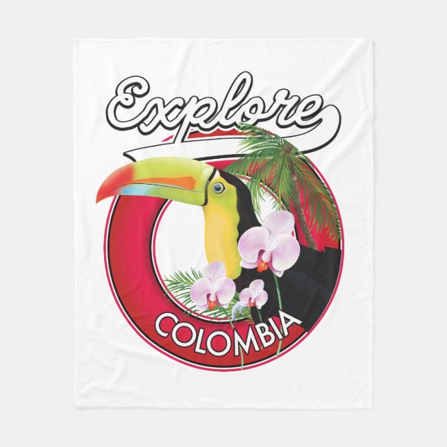 Explore Colombia retro logo Fleece Blanket (Front)