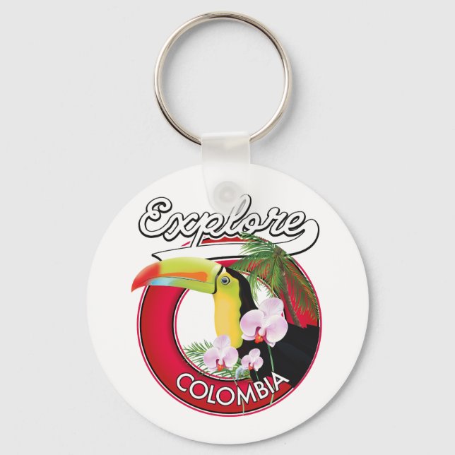 Explore Colombia retro logo Keychain (Front)