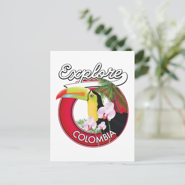 Explore Colombia retro logo Postcard (Standing Front)