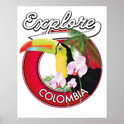 Explore Colombia retro logo Poster