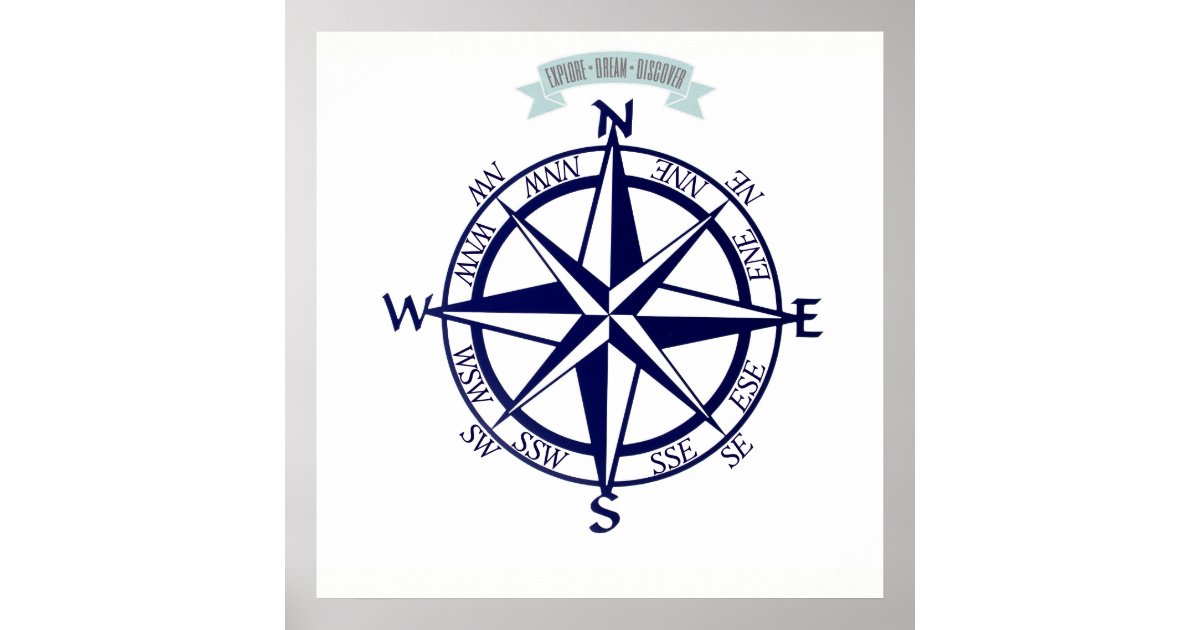 Explore-Dream-Discover Compass Print | Zazzle