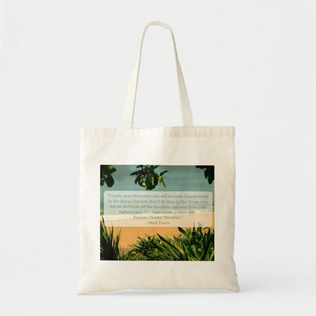 Explore Dream Discover Mark Twain Quote Tote Bag (Front)