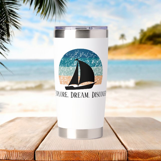Explore. Dream. Discover. Travel Mug Insulated Tumbler (Beach (Rotated))