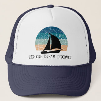 Explore. Dream. Discover. Travel Trucker Hat
